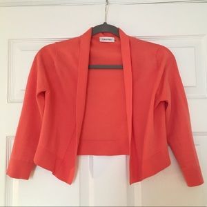 Calvin Klein cropped coral cardigan